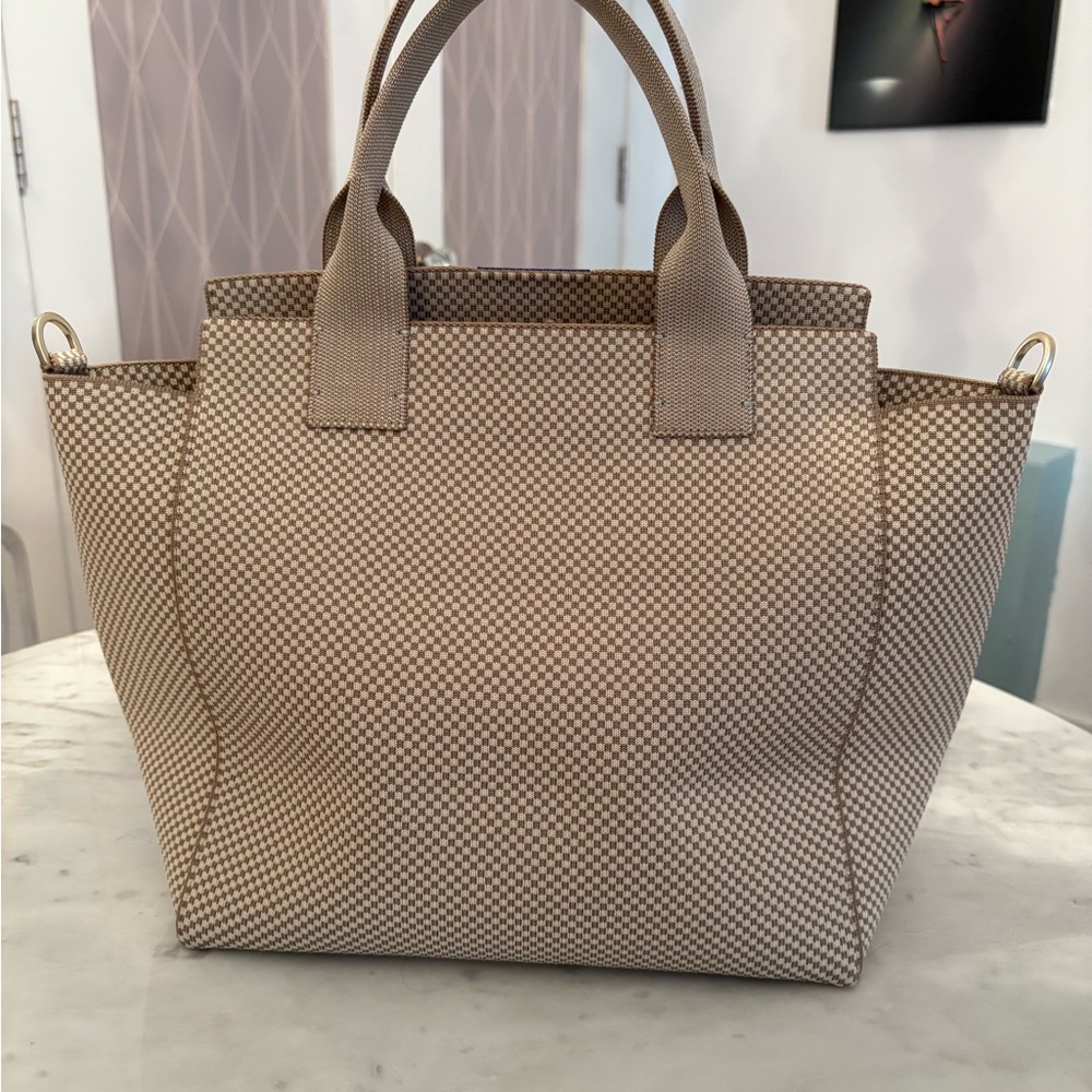 Rothy's Latte/Cream Checkered Tote Bag